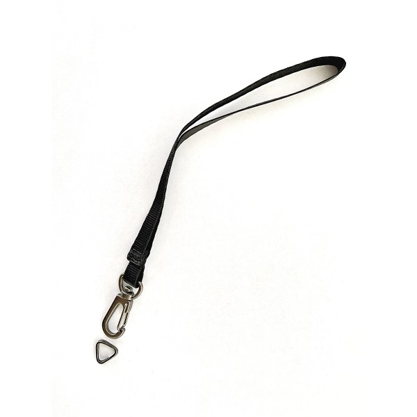 BlackRapid Camera Safety Tether II with nylon strap, swivel carabiner, and triangle key ring.