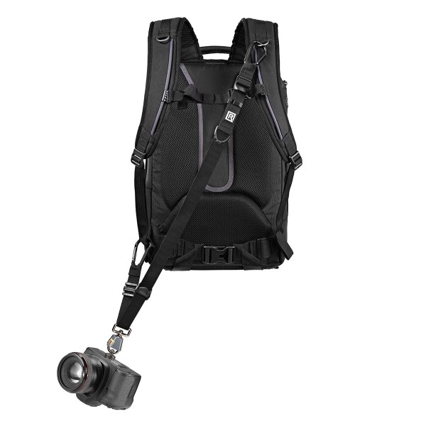 362001-Backpack-Breathe-01 - BLACKRAPID Canada BlackRapid Backpack Breathe adapter laid out flat, showing adjustable strap and locking carabiner.