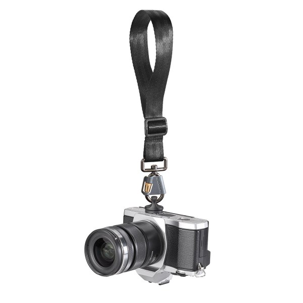 BlackRapid Wrist Breathe camera strap with FR-5 attachment, shown in a coiled position.