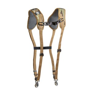 BlackRapid Coupler II, a sleek, black camera strap connector shown in use, designed for attaching a camera securely to a strap with added ease and durability.