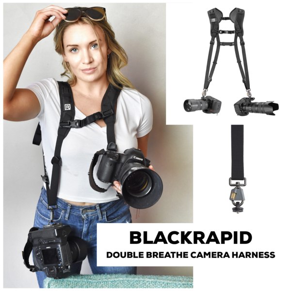 BlackRapid Double Breathe camera harness designed for comfort and ease of use while carrying photography equipment.