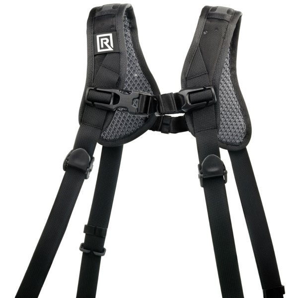 Back view of the BlackRapid DoubleSlim Coupler II, showing the connector designed to attach two cameras securely to a single strap.